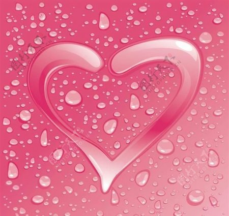 爱心粉色彩色水珠背景矢量素材ai格式01