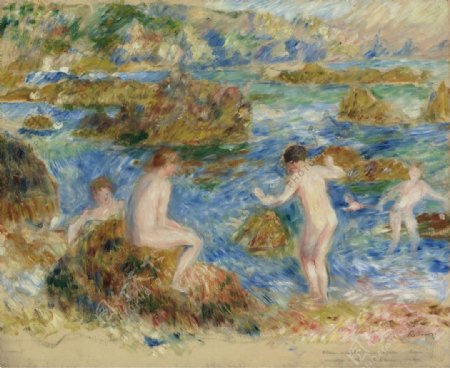 河流内洗浴的女人图片