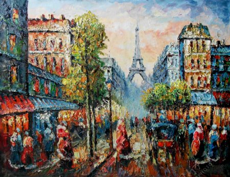 巴黎风景油画图片