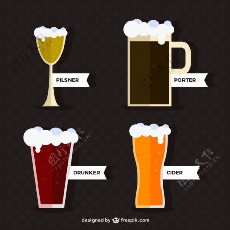 不同类型的啤酒集