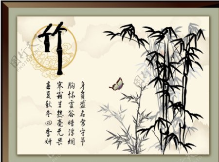 中国风竹子挂画图片
