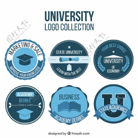 蓝色的大学标志