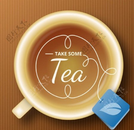 茶与标签的背景矢量素材