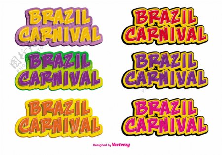 巴西狂欢节文字标签设计