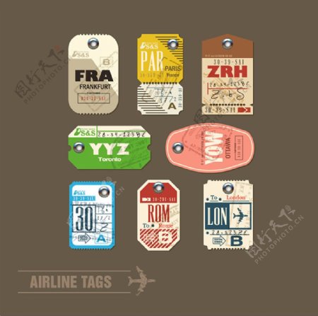 航空行李标签矢量设计