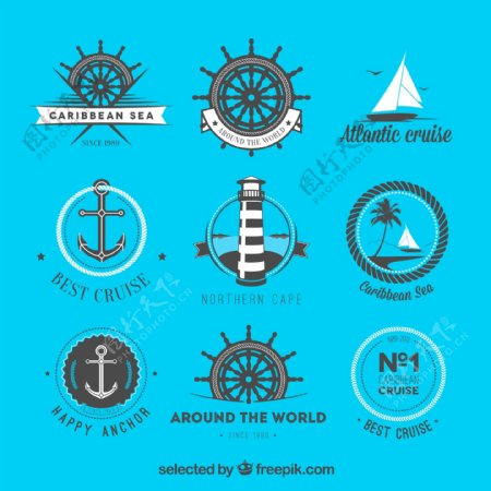9款创意航海标志矢量图