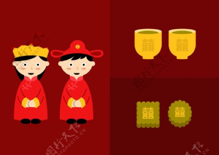 中国传统古代艺术红双喜失量图