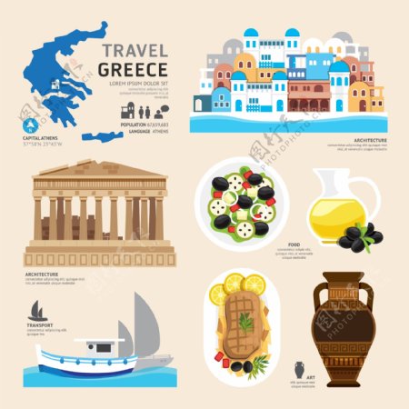 希腊旅行元素