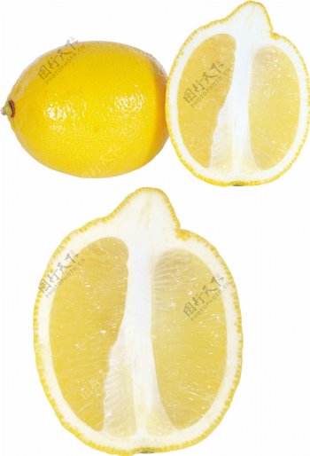 柠檬纵切面图片