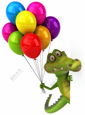 拿着气球的恐龙