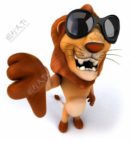 戴墨镜的3D卡通狮子