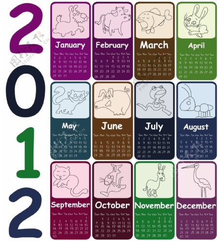 2012年动物日历