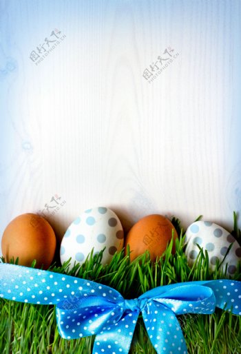 丝带与复活节彩蛋背景图片