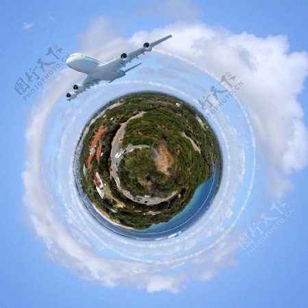 动感地球与飞机图片