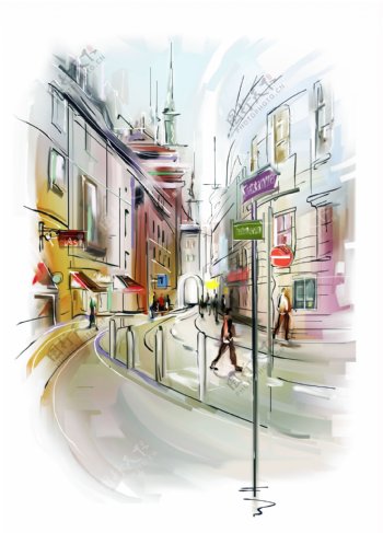 彩绘的城市街道图片
