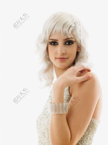 染白发的化妆性感美女图片