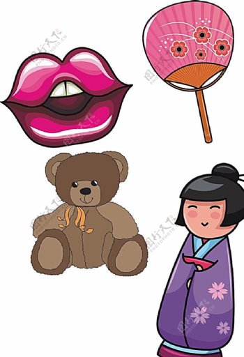 嘴唇日本玩偶人物小熊图片