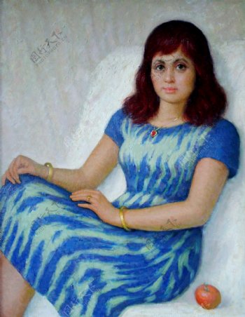 坐着的女人油画图片