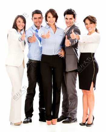 竖大拇指的商务人士团队图片