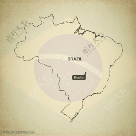 巴西边框地图素材