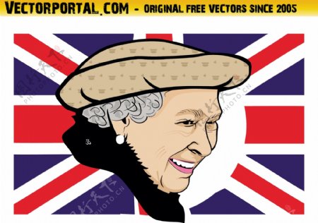 英国女王伊丽莎白肖像载体图标矢量