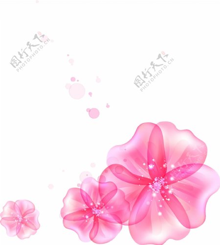 梦幻粉色花朵元素