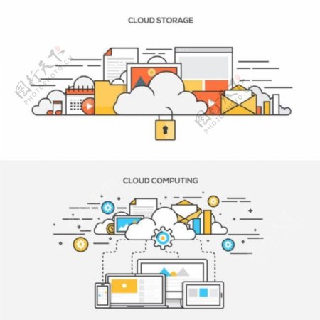 云计算线条图标图片