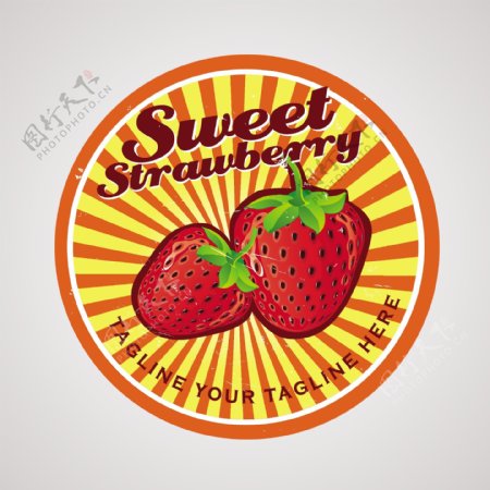 草莓徽章设计