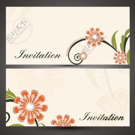 美丽的花卉装饰婚礼和其他仪式的请柬