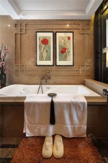 中式时尚浴室装修效果图