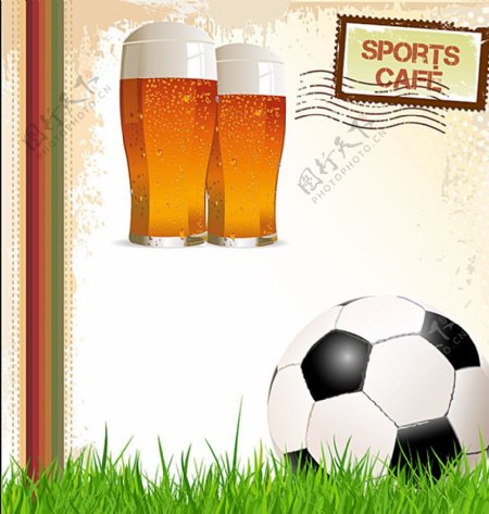 创意啤酒与足球海报矢量素材图片