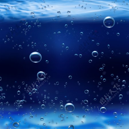 蓝色水底与泡泡图片