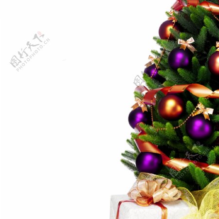 圣诞礼物与圣诞树背景