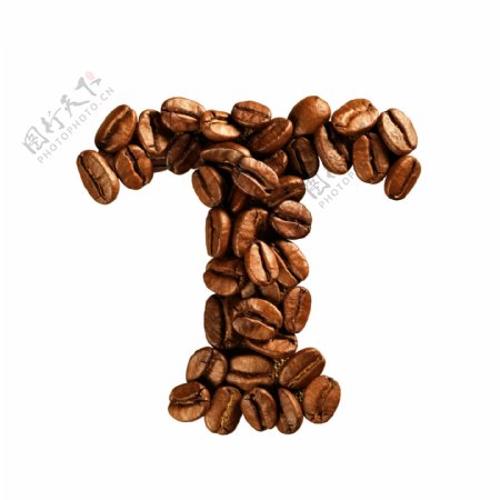 咖啡豆组成的字母T图片