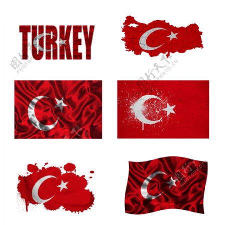 土耳其国旗地图图片