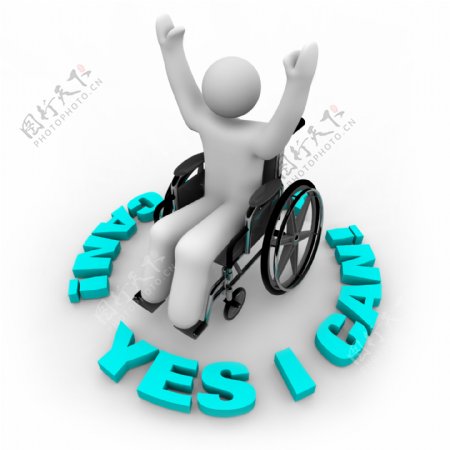 坐轮椅的3D小人图片