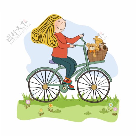 骑自行车的女生