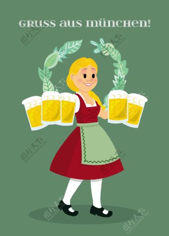 在啤酒节的德国女孩