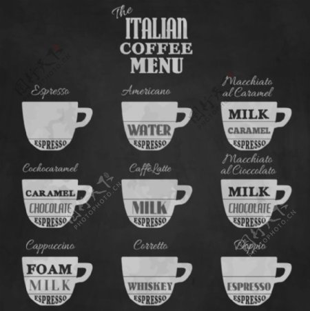 意大利咖啡图标矢量