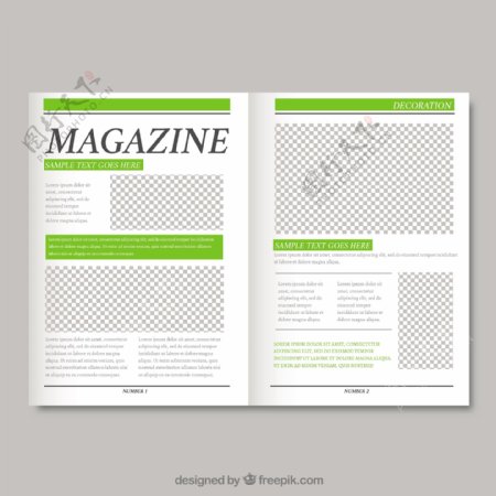 简单杂志模板与绿色细节
