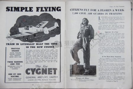 广告飞机飞行女子学习历史空气显示1939