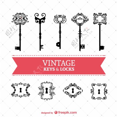 老式钥匙和锁套