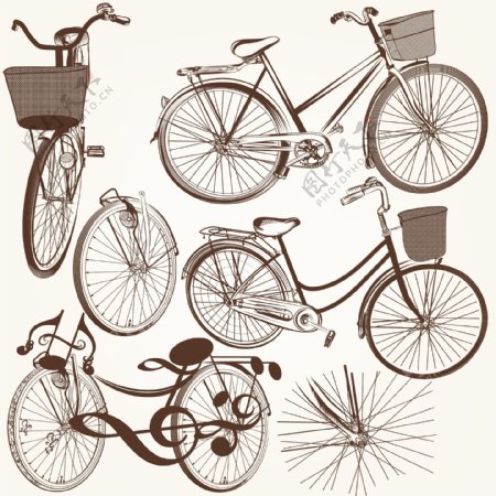 手绘老式自行车的收藏