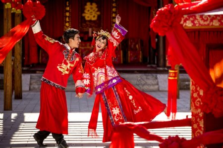中式花轿新人婚纱摄影图片