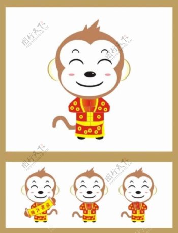 猴年春节卡通猴子矢量造型图片