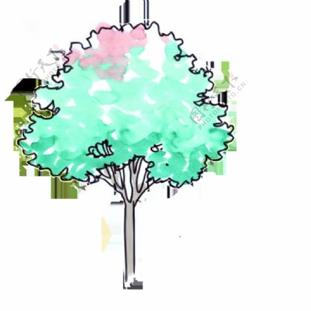 手绘卡通插画树木