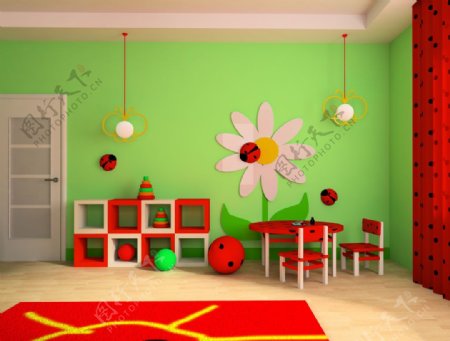 绿色儿童房装修图片