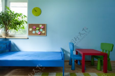 蓝色儿童房效果图