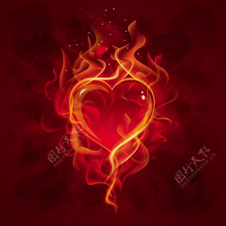 在热载体火焰红向量的心图案背景