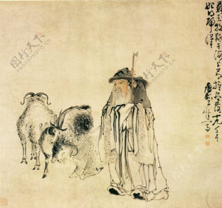 苏武牧羊图人物画中国古画0424